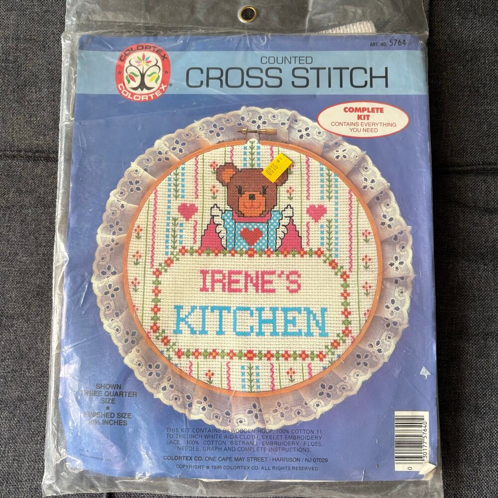 Personalized Irene's Kitchen Vintage Counted Cross Stitch Kit by Colortex - 1985